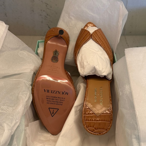 Aquazzura Shoes - AQUAZZURA Alex Rivière 85 Croc-embossed Leather Mules size 35/5 (photos coming)